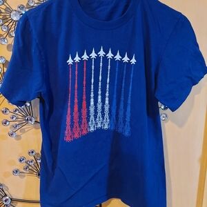 Kids Blue Graphic Jet Stripe Tee